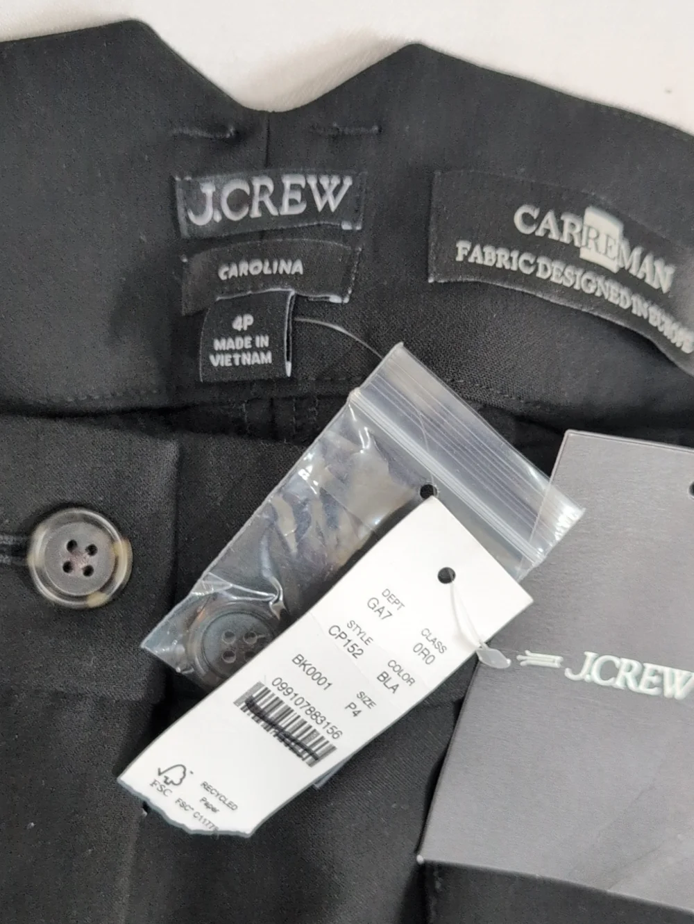 J Crew Petite Carolina pant in four-season stretch CP152 Size 4 Petite Black